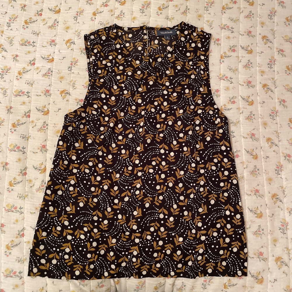 ModCloth Sleeveless Collared Black Floral Print Shirt